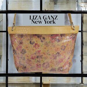 Vintage Liza Ganz New York Floral Leather Shoulder Bag